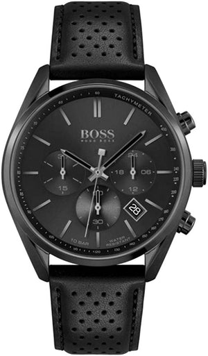 Hugo Boss Champion Black Dial Black Leather Strap Watch for Men - 1513880 Authentic Buy Shop Now