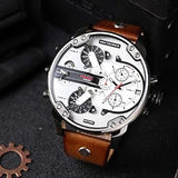 Diesel Mr. Daddy 2.0 Chronograph Silver Dial Brown Leather Strap Watch For Men - DZ7394 Authentic Buy Shop Now