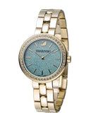 Swarovski Daytime Crystals Turquoise Dial Gold Steel Strap Watch for Women - 5182212 Authentic Buy Shop Now