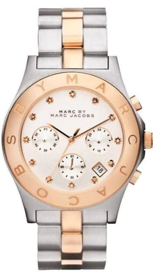 Marc Jacobs Blade Chronograph Silver Dial Two Tone Steel Strap Watch for Women - MBM3178 Authentic Buy Shop Now