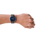Emporio Armani Chronograph Blue Dial Gun Metallic Mesh Bracelet Watch For Men - AR1979 Authentic Buy Shop Now