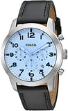 Fossil Pilot Chronograph Sky Blue Dial Black Leather Strap Watch for Men - FS5162 Authentic Buy Shop Now