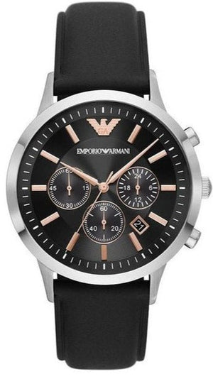 Emporio Armani Giovanni Analog Black Dial Black Leather Strap Watch For Men - AR11431 Authentic Buy Shop Now