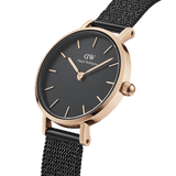 Daniel Wellington Petite Ashfield Black Dial Black Mesh Strap Watch For Women - DW00100245 Authentic Buy Shop Now
