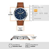 Fossil Forrester Chronograph Blue Dial Brown Leather Strap Watch for Men - S5607 Authentic Buy Shop Now