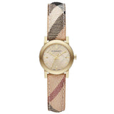 Burberry The City Gold Dial Haymarket Brown Leather Strap Watch for Women - BU9219 Authentic Buy Shop Now