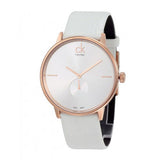 Calvin Klein Accent Silver Dial White Leather Strap Watch for Women - K2Y216K6 Authentic Buy Shop Now