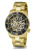 Guess Axle Multifunction Black Dial Gold Steel Strap Watch For Men - GW0488G2 Authentic Buy Shop Now
