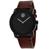 Movado Bold Black Dial Brown Leather Strap Watch For Men - 3600305 Authentic Buy Shop Now