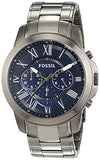 Fossil Grant Chronograph Blue Dial Grey Steel Strap Watch for Men - FS4831 Authentic Buy Shop Now