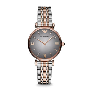 Emporio Armani Gianni T Bar Grey Dial Two Tone Stainless Steel Watch For Women - AR1725 Authentic Buy Shop Now