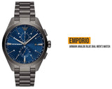 Emporio Armani Chronograph Quartz Blue Dial Grey Steel Strap Watch For Men - AR11481 Authentic Buy Shop Now