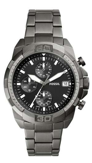 Fossil Bronson Chronograph Black Dial Grey Steel Strap Watch for Men - FS5852 Authentic Buy Shop Now