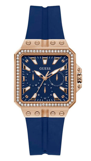 Guess Libra Crystals Blue Dial Blue Silicone Strap Watch For Women - GW0618L2 Authentic Buy Shop Now