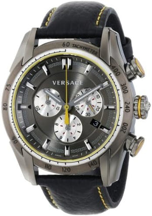 Versace V Ray Chronograph Grey Dial Black Leather Strap Watch for Men - VDB020014 Authentic Buy Shop Now