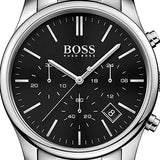 Hugo Boss Commander Black Dial Silver Steel Strap Watch for Men - 1513433 Authentic Buy Shop Now
