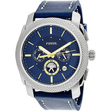 Fossil Machine Chronograph Blue Dial Blue Leather Strap Watch for Men - FS5262 Authentic Buy Shop Now