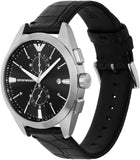 Emporio Armani Claudio Chronograph Black Dial Black Leather Strap Watch For Men - AR11542 Authentic Buy Shop Now