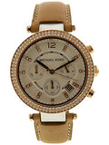 Michael Kors Parker Chronograph White Dial Tan Leather Strap Watch for Women - MK5633 Authentic Buy Shop Now