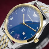 Emporio Armani Classic Quartz Blue Dial Two Tone Steel Strap Watch For Men - AR1868 Authentic Buy Shop Now