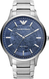 Emporio Armani Renato Automatic Blue Dial Silver Steel Strap Watch For Men - AR60037 Authentic Buy Shop Now