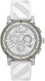 Burberry The City Chronograph Silver Dial White Rubber Strap Watch for Men - BU9810 Authentic Buy Shop Now