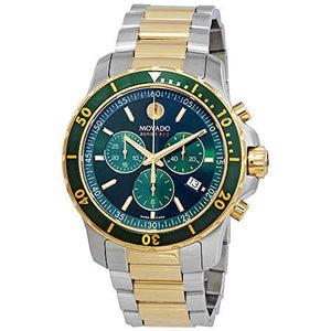 Movado Series 800 Chronograph Green Dial Two Tone Steel Strap Watch For Men - 2600148 Authentic Buy Shop Now
