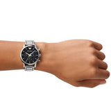 Emporio Armani Chronograph Black Dial Silver Steel Strap Watch For Men - AR1853 Authentic Buy Shop Now