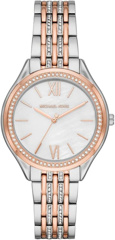 Michael Kors Mindy Three Hand White Dial Two Tone Steel Strap Watch For Women - MK7077 Authentic Buy Shop Now