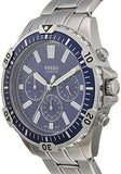 Fossil Garrett Chronograph Blue Dial Silver Steel Strap Watch for Men - FS5623 Authentic Buy Shop Now