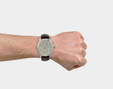 Guess Exec Chronograph White Dial Brown Leather Strap Watch For Men - W0076G2 Authentic Buy Shop Now