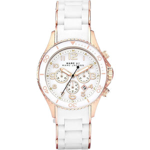 Marc Jacobs Rock Chronograph White Dial White Silicone Strap Watch for Women - MBM2547 Authentic Buy Shop Now