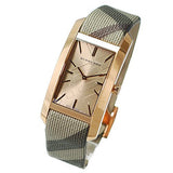 Burberry The Pioneer Rose Gold Dial Haymarket Brown Leather Strap Watch for Women - BU9408 Authentic Buy Shop Now