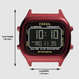 Fossil Retro Analog-Digital Black Dial Red Steel Strap Watch for Men - FS5897 Authentic Buy Shop Now