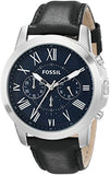 Fossil Grant Chronograph Blue Dial Black Leather Strap Watch for Men - FS4990 Authentic Buy Shop Now