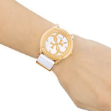 Guess G Twist White & Gold Dial White Silicone Strap Watch For Women - W0911L5 Authentic Buy Shop Now