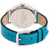 Coach Delancey White Dial Turquoise Leather Strap Watch for Women - 14502884 Authentic Buy Shop Now