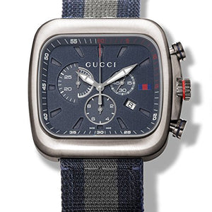 Gucci Coupe Chronograph Blue Dial Two Tone NATO Strap Watch for Men - YA131203 Authentic Buy Shop Now