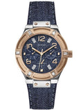 Guess Jet Setter Analog Blue Dial Blue Denim Strap Watch For Women - W0289L1 Authentic Buy Shop Now