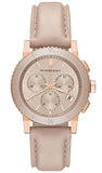 Burberry Chronograph Rose Gold Dial Beige Leather Strap Watch for Women - BU9704 Authentic Buy Shop Now