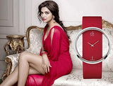Calvin Klein Glam Transparent Dial Red Leather Strap Watch for Women - K9423144 Authentic Buy Shop Now