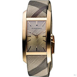 Burberry The Pioneer Rose Gold Dial Haymarket Brown Leather Strap Watch for Women - BU9408 Authentic Buy Shop Now