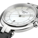 Tissot T Lady Flamingo Mother of Pearl White Dial Black Leather Strap Watch for Women - T094.210.16.111.00 Authentic Buy Shop Now