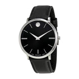 Movado Ultra Slim Black Dial Black Leather Strap Watch For Men - 0607086 Authentic Buy Shop Now