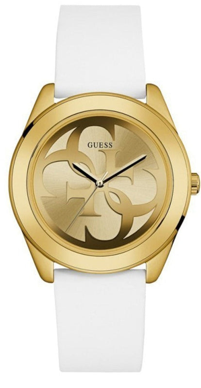 Guess G-Twist Gold Dial White Rubber Strap Watch for Women - W0911L7 Authentic Buy Shop Now