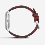 Gucci G Timeless Automatic Silver Dial Red Leather Strap Watch For Men - YA126346 Authentic Buy Shop Now