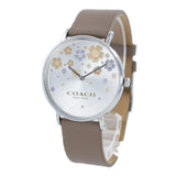 Coach Perry Quartz Silver Dial Brown Leather Strap Watch for Women - 14503326 Authentic Buy Shop Now