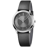 Calvin Klein Minimal Grey Dial Black Leather Strap Watch for Men - K3M221C4 Authentic Buy Shop Now
