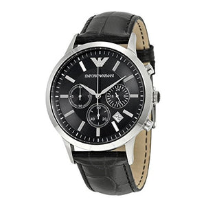 Emporio Armani Renato Chronograph Black Dial Black Leather Strap Watch For Men - AR2447 Authentic Buy Shop Now