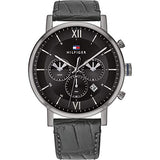 Tommy Hilfiger Evan Black Dial Black Leather Strap Watch for Men - 1710395 Authentic Buy Shop Now